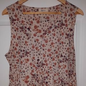 Style & Co Ruffled White & Orange Sleeveless Top